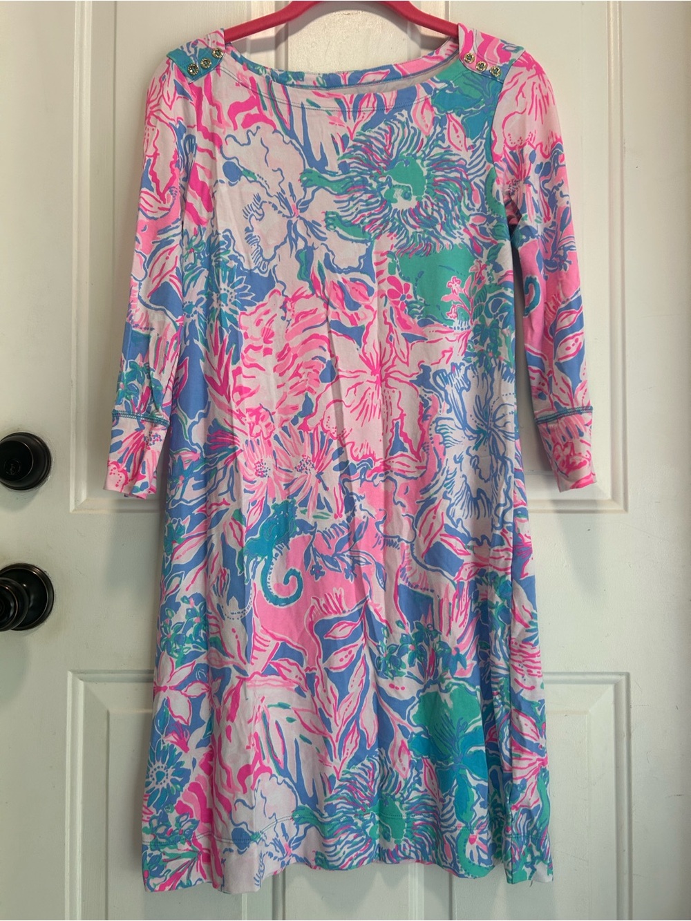 Lilly Pulitzer Pink, Blue & Green Floral Shift Dress